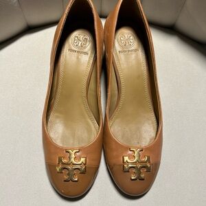 Tory Burch Brown Leather Block Heels Size 6.5